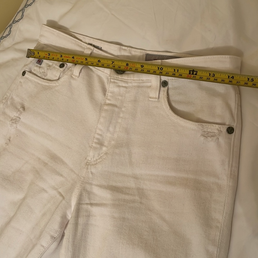 AG The Isabelle High Rise Straight Crop in Distressed White Size 27R - Picture 7 of 8